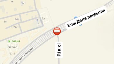 Ұды Дала даңғылы мен Р1 көшесінің қиылысы: 19-20 шілдеде ішінара жабылады
