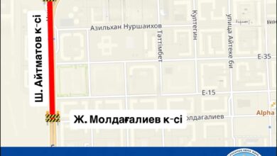 Ш. Айтматов көшесі ішінара жабылады — Астанада 25–29 тамыз жөндеу жұмыстары
