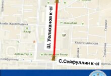 Ш. Уәлиханов көшесі Астанада: 7–13 тамыз аралығында ішінара жабылады