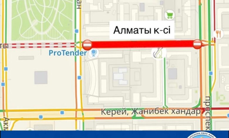 Алматы көшесі 15 тамыздан бастап Түркістан көшесінен Мәңгілік Ел даңғылына дейін жыл соңына дейін жабылады