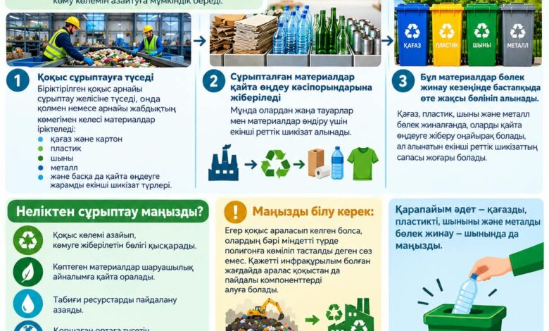 Қалдықтарды сұрыптау қайта өңдеуге жол ашып, полигонға көму көлемін азайтады