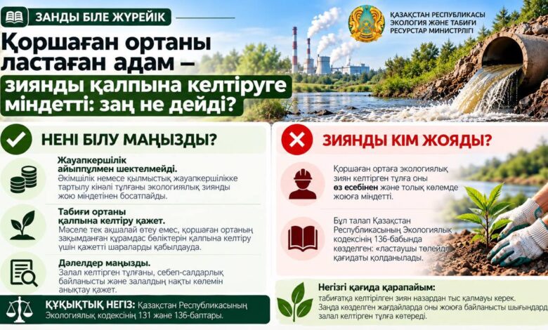 Қоршаған ортаны ластағандар зиянды түлектеуге міндетті: Экологиялық кодекс не дейді