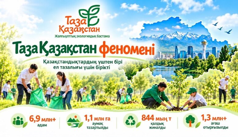 «Таза Қазақстан» бастамасы аясында 6,9 миллионнан астам адам ел тазалығына үлес қосты